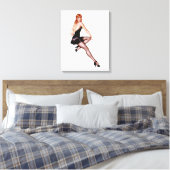 Pin Up Girl #3 @ GarysRetroGarage Canvas Afdruk (Insitu (Slaapkamer))