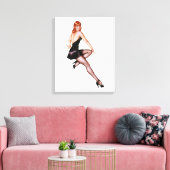 Pin Up Girl #3 @ GarysRetroGarage Canvas Afdruk (Insitu (Woonkamer))