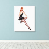 Pin Up Girl #3 @ GarysRetroGarage Canvas Afdruk (Insitu (Houten vloer))