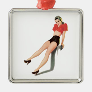 Pin Up Girl #4 @ GarysRetroGarage Metalen Ornament