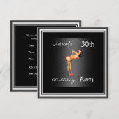 Pin-up Girl and Black Birthday Party Kaart (Voorkant / Achterkant)