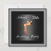 Pin-up Girl and Black Birthday Party Kaart (Voorkant)