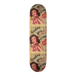 Pin-up Girl  Art zend Kisses met liefde Skateboard