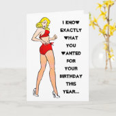 Pin-up Girl Birthday Kaart (Gele Bloem)