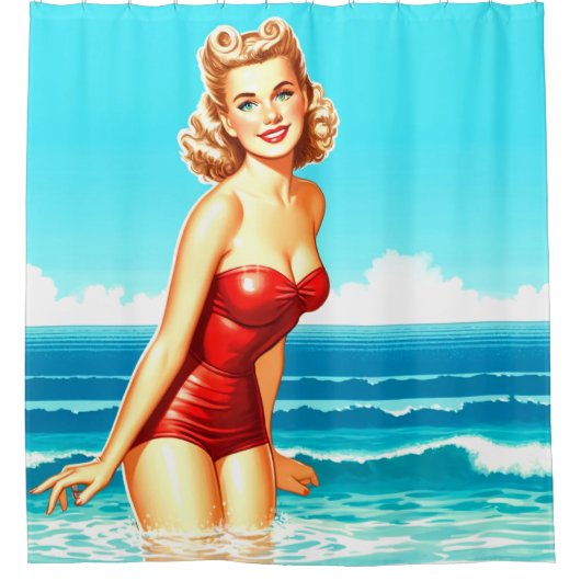 Pin Up Girl Douchegordijn (Voorkant)