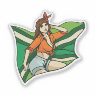 Pin-up Girl Flag Sticker