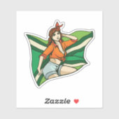 Pin-up Girl Flag Sticker (Vel)