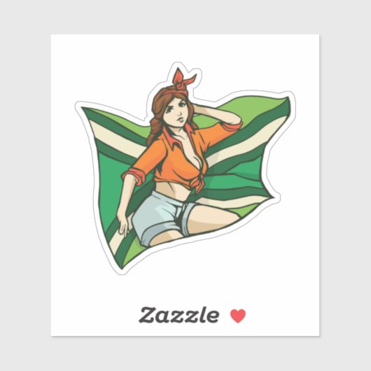 Pin-up Girl Flag Sticker (Vel)