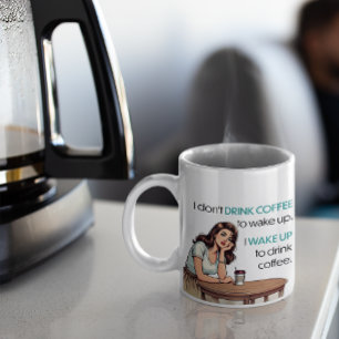 Pin-up Girl - Ik word wakker om koffie te Drinken Koffiemok