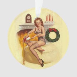 Pin Up Girl Kerstmis door Fireplace Ornament
