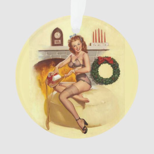 Pin Up Girl Kerstmis door Fireplace Ornament (voorkant)