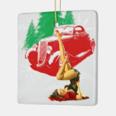 Pin-up-Girl-klassieke auto Keramisch Ornament (Links)