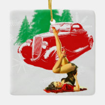 Pin-up-Girl-klassieke auto