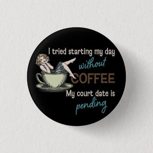 Pin-up Girl Koffie Ronde Button 3,2 Cm (Voorkant)
