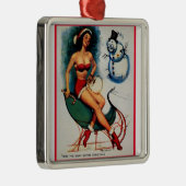 Pin Up Girl on Sleigh Metalen Ornament (Rechts)