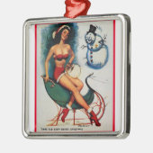 Pin Up Girl on Sleigh Metalen Ornament (Links)