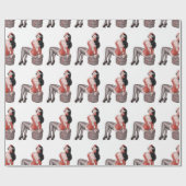 Pin Up Girl op banden Cadeaupapier (Vlak)