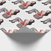 Pin Up Girl op banden Cadeaupapier (Hoek)