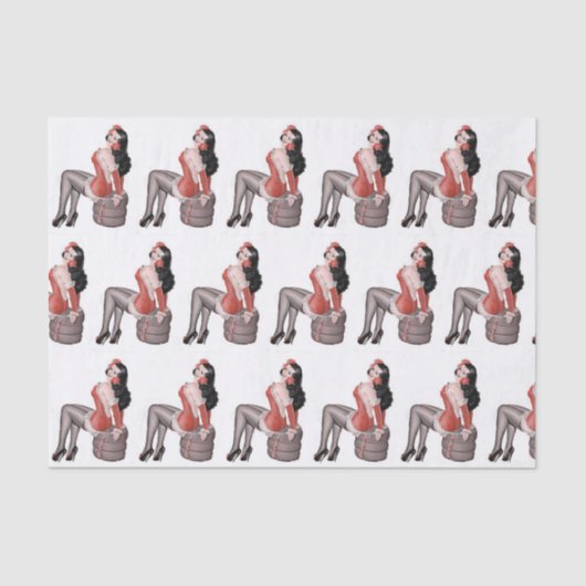 Pin Up Girl op banden Tissuepapier (Voorkant)