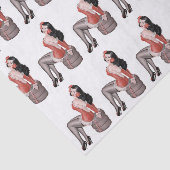 Pin Up Girl op banden Tissuepapier (Detail)