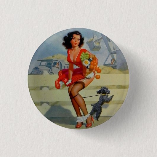 PIN UP GIRL Pinback Button (Voorkant)