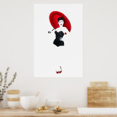  pin-up girl - Red Umbrella Poster (Keuken)