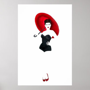 pin-up girl - Red Umbrella Poster