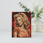 Pin-up Girl Retro Briefkaart -  stijl (Staand voorkant)