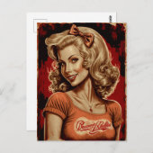 Pin-up Girl Retro Briefkaart -  stijl (Voorkant / Achterkant)