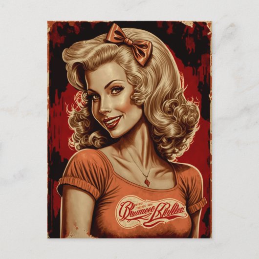 Pin-up Girl Retro Briefkaart -  stijl (Voorkant)