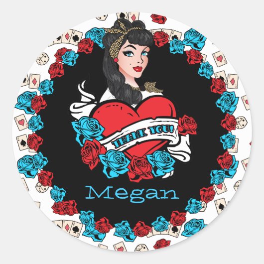 Pin-up Girl, Rock-a-Billy, Dank je Stickers (Voorkant)