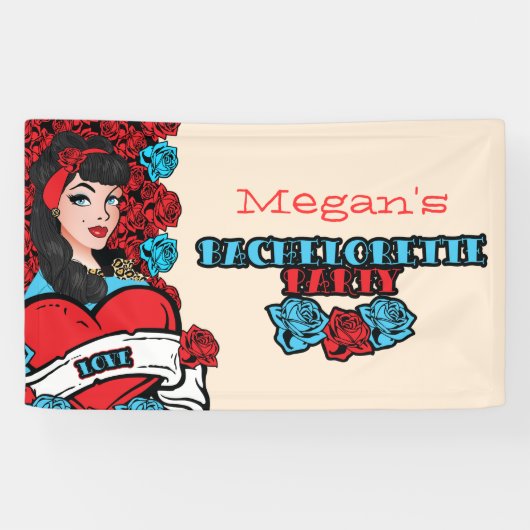 Pin-up Girl, Rock-a-Billy party Banner (Horizontaal)