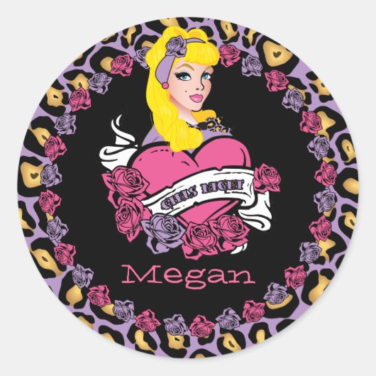 Pin-up Girl, Rock-a-Billy, party Stickers (Voorkant)