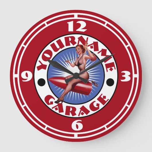 Pin-Up Girl Sjabloon Grote klok (Voorkant)