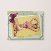 Pin up girl vintage bikini scrapbook style legpuzzel (Horizontaal)