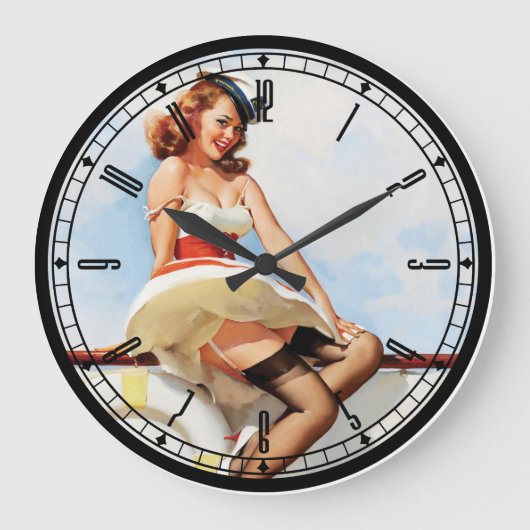 Pin-Up Girl Wall Clock Grote Klok (Voorkant)