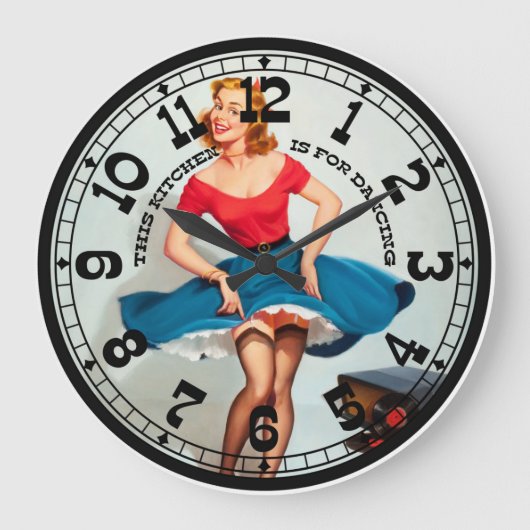 Pin-Up Girl Wall Clock Grote Klok (Voorkant)