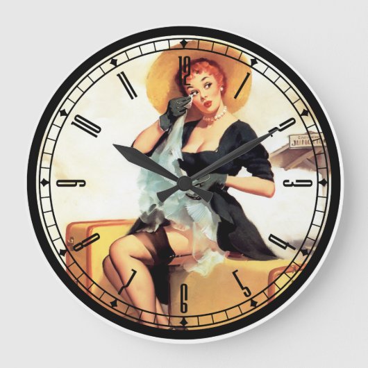 Pin-Up Girl Wall Clock Grote Klok (Voorkant)