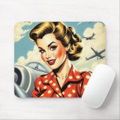 Pin Up Girl WW2 Mousepad Muismat (Met muis)