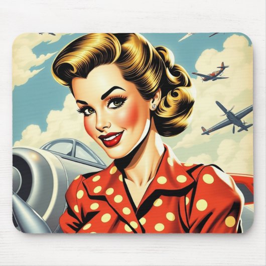 Pin Up Girl WW2 Mousepad Muismat (Voorkant)