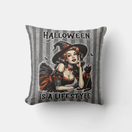 Pin-Up Halloween Witch Tweezijdige Print Kussen