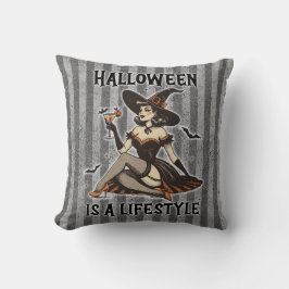 Pin-Up Halloween Witch Tweezijdige Print Kussen