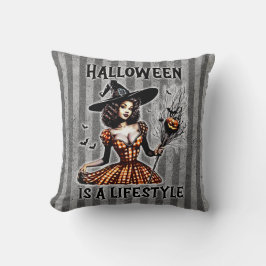 Pin-Up Halloween Witch Tweezijdige Print Kussen