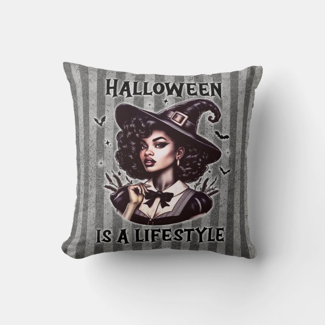  Pin-Up Halloween Witch Tweezijdige Print Kussen (Voorkant)