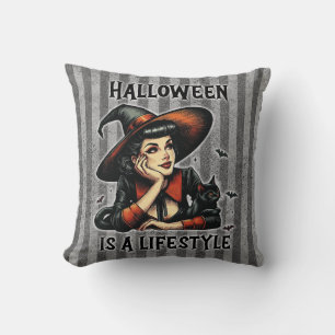 Pin-Up Halloween Witch Tweezijdige Print Kussen