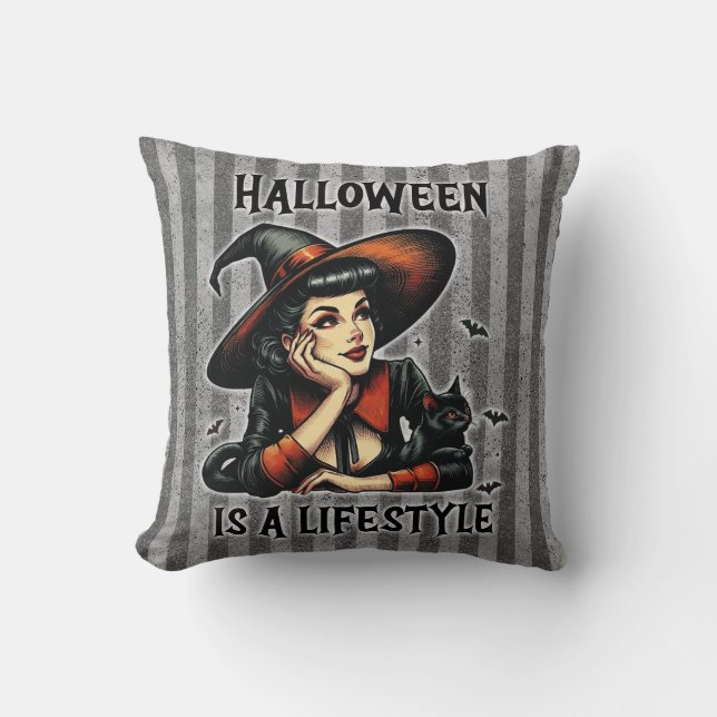  Pin-Up Halloween Witch Tweezijdige Print Kussen (Voorkant)
