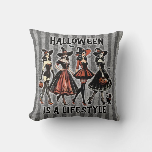  Pin-Up Halloween Witch Tweezijdige Print Kussen (Voorkant)