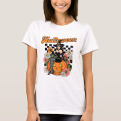 Pin-up heks retro Halloween kunst -  pompoen T-shirt (Voorkant)