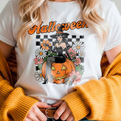 Pin-up heks retro Halloween kunst -  pompoen T-shirt