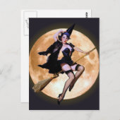 Pin-up heks tegen een oogst maan briefkaart (Voorkant / Achterkant)
